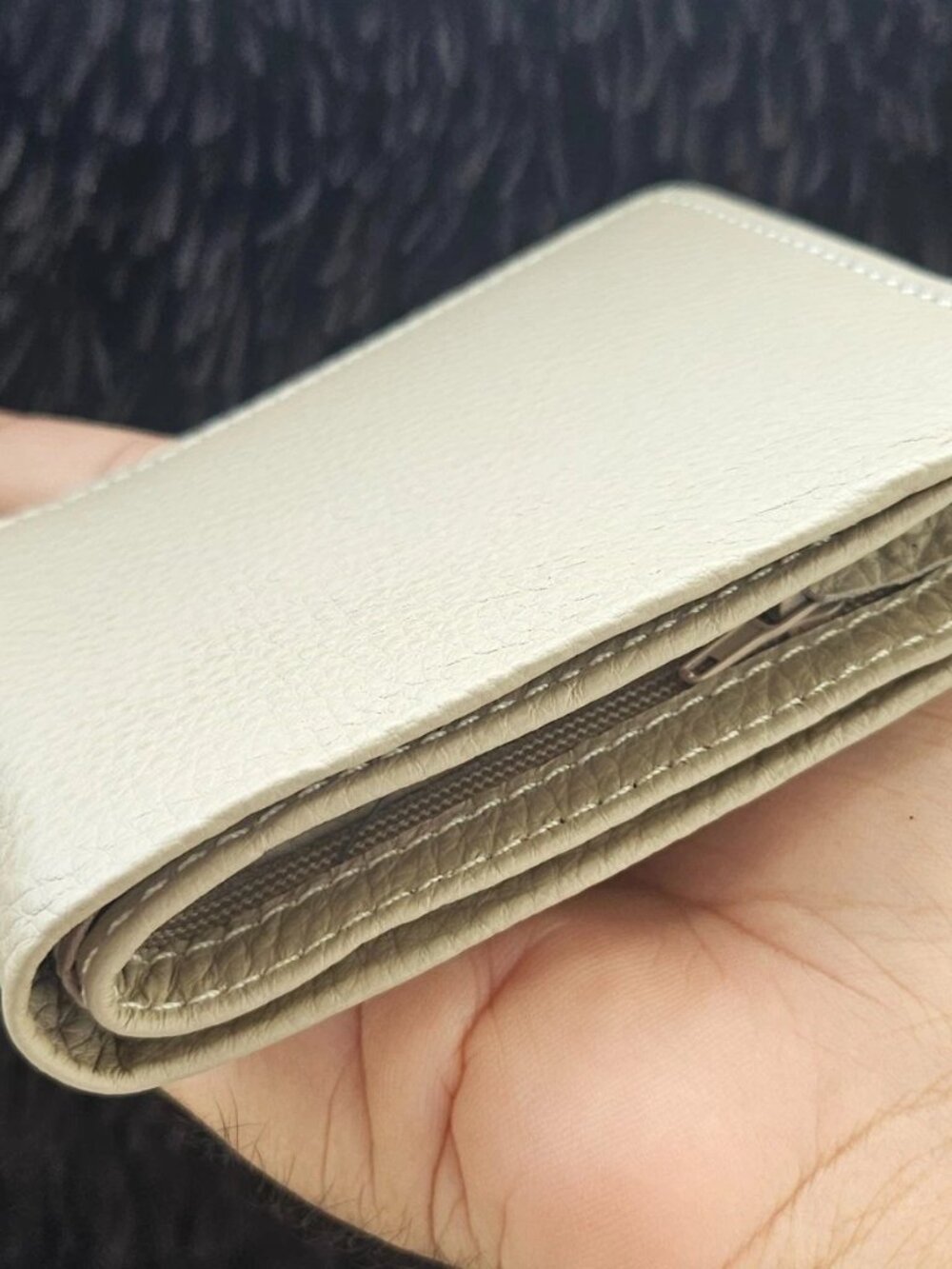 Handmade Billfold Wallet Beige Genuine Leather Bifold Card Holder Purse New - Picture 3 of 12